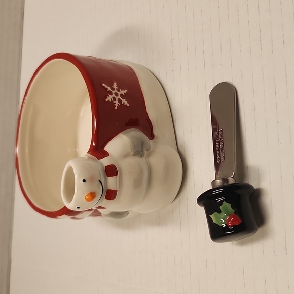 St. Nicholas Square Tree Lot serving dish knife Cheese Bowl Salsa Bowl Christmas - Picture 2 of 11